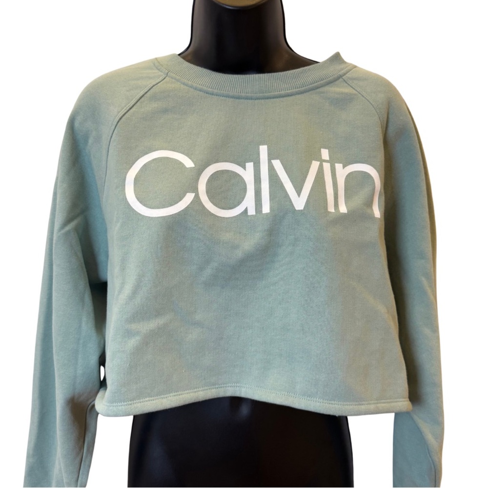 NWT Calvin Klein cropped mint green crewneck sweatshirt - size L